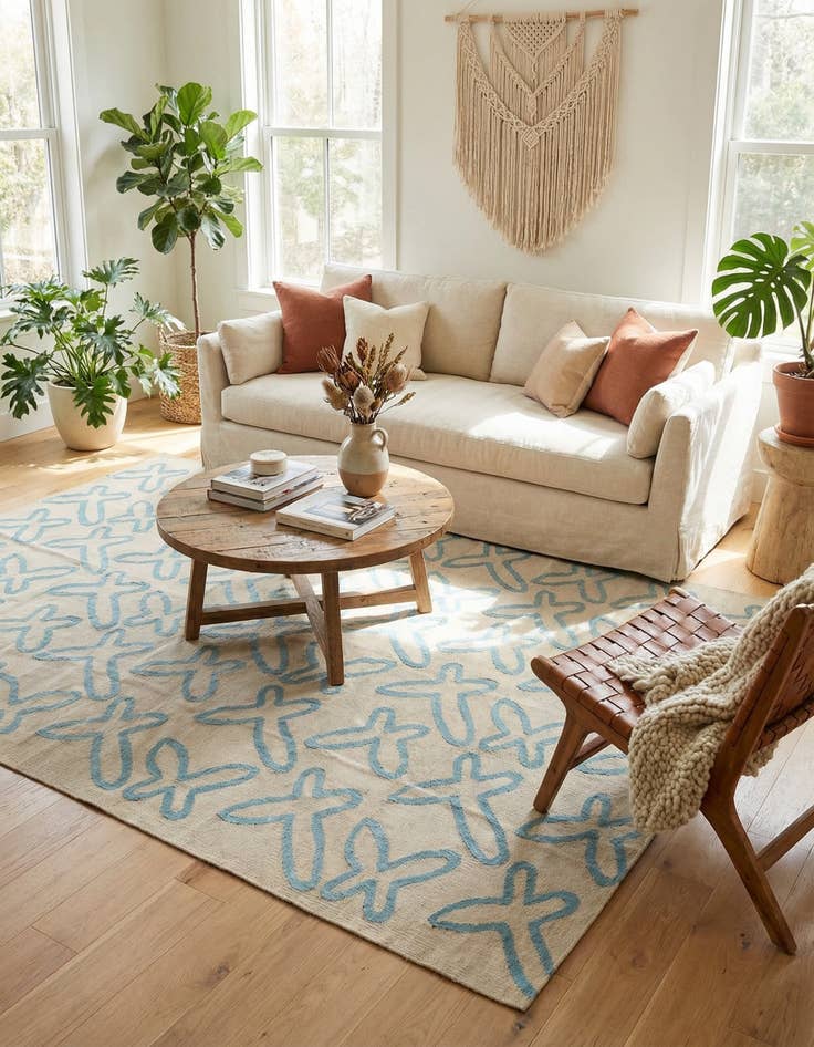 Detail image of 6' 10 x 9' 8  Hand Woven Kilim Modern Wool Rug