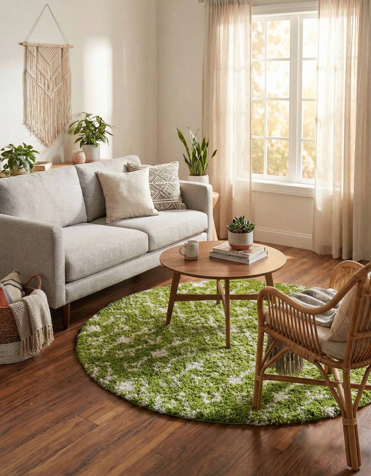 Detail image of  6' x 6' Moroccan Trellis Shag Round Rug