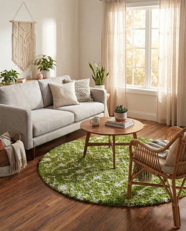  6' x 6' Moroccan Trellis Shag Round Rug