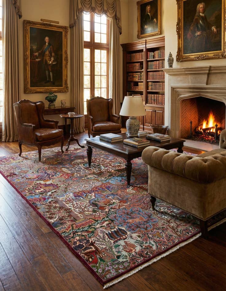 Detail image of 9' 7 x 12' 5  Hand Knotted Kashmar Persian Wool Rug