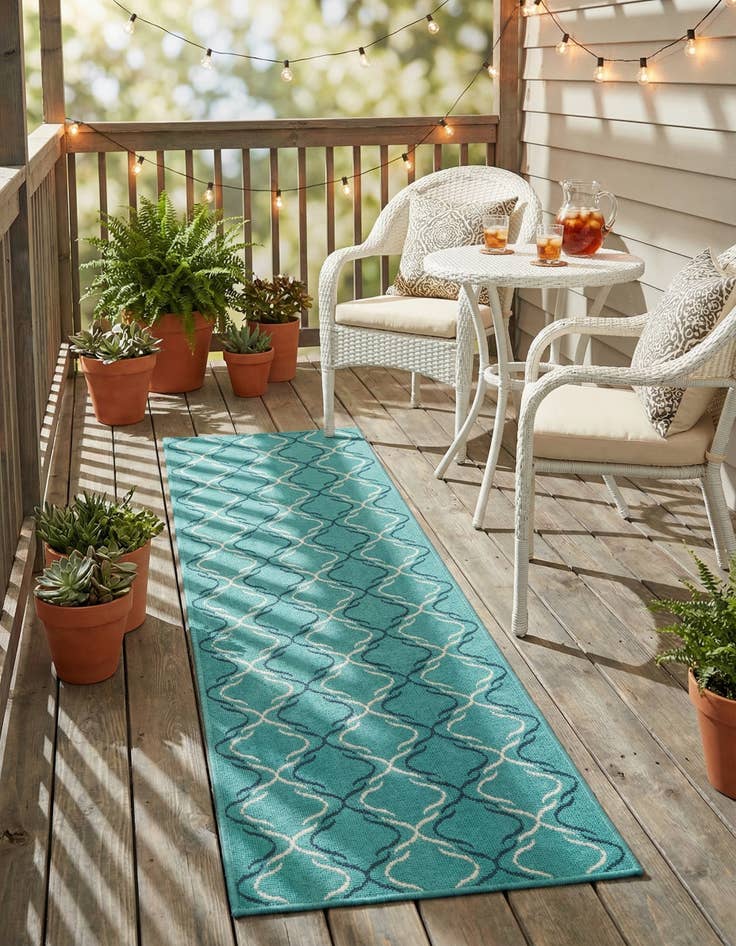 Detail image of 2' x 8'  Washable Trellis Indoor / Outdoor Runner Rug