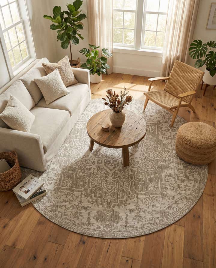 10' 8 x 10' 8 Easy-Clean Jill Zarin Dubai Indoor / Outdoor Round Rug