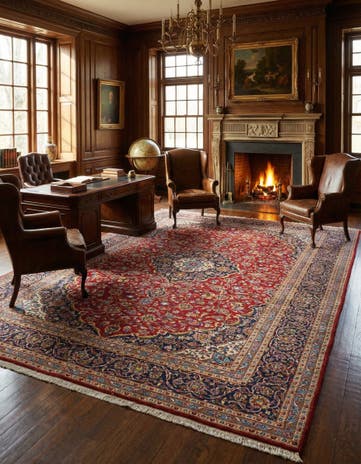 9' 10 x 13' 1 Hand Knotted Kashan Persian Wool Rug