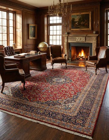 9' 10 x 13' 1 Hand Knotted Kashan Persian Wool Rug