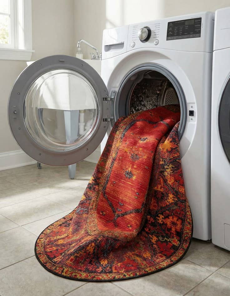 Detail image of  5' 3 x 8'  Washable Tribal Indoor / Outdoor Oval Rug