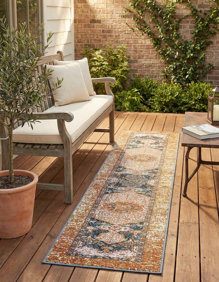 Detail image of 2' x 8'  Washable Traditional Indoor / Outdoor Runner Rug