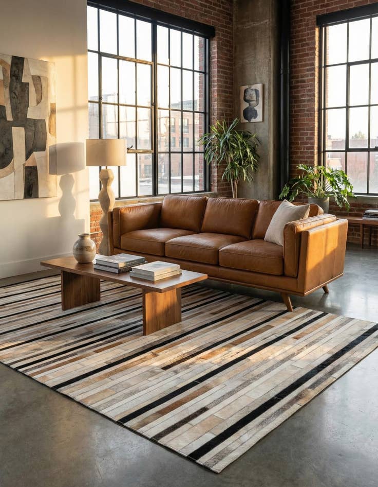 Detail image of 5' 1 x 8' Cowhide Stocks Rug