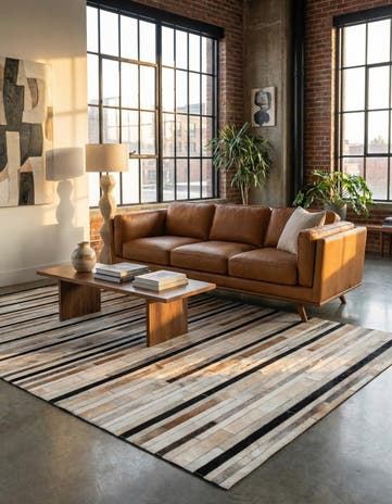 5' 1 x 8' Cowhide Stocks Rug