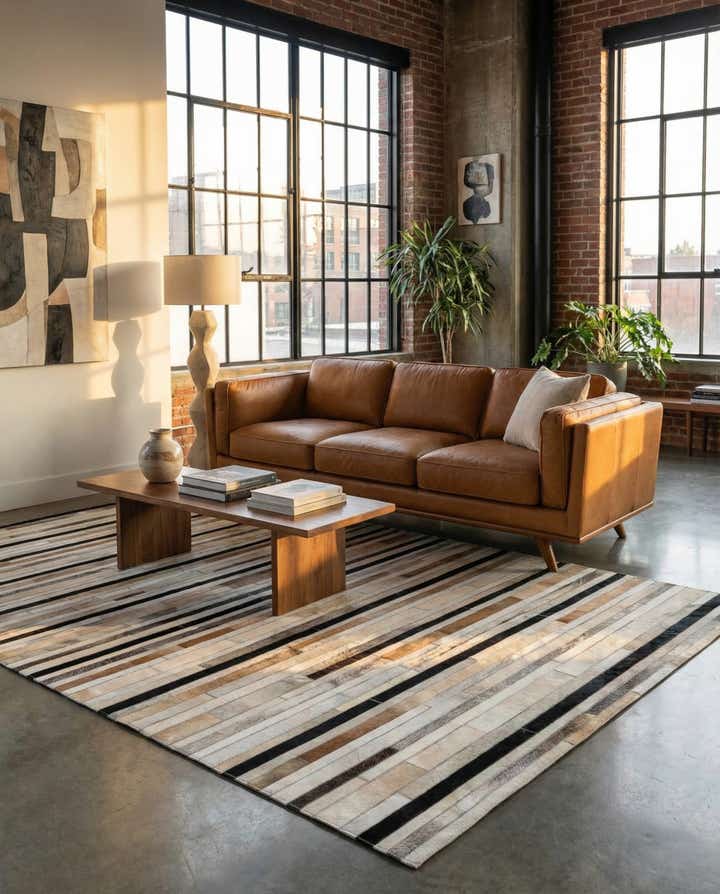 5' 1 x 8' Cowhide Stocks Rug