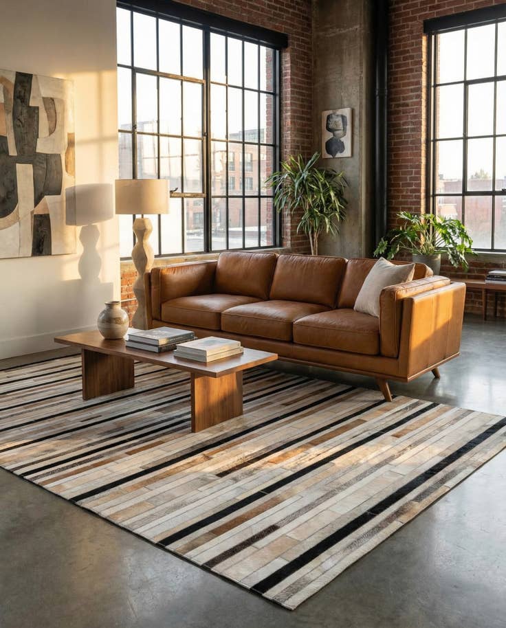 Detail image of 5' 1 x 8' Cowhide Stocks Rug