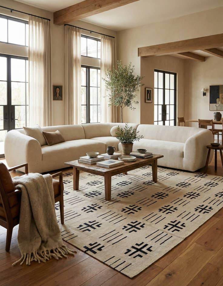 Detail image of 8' 6 x 9' 5  Hand Woven Kilim Modern Wool Rug