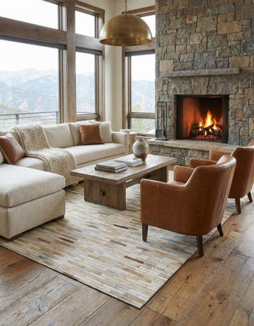 5' x 8' Cowhide Leather Rug