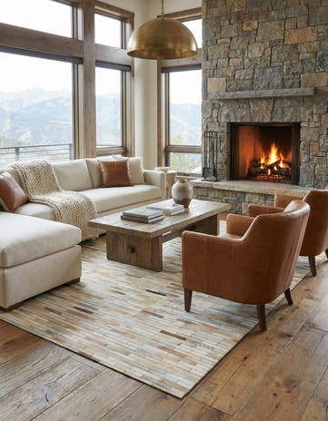 5' x 8' Cowhide Leather Rug