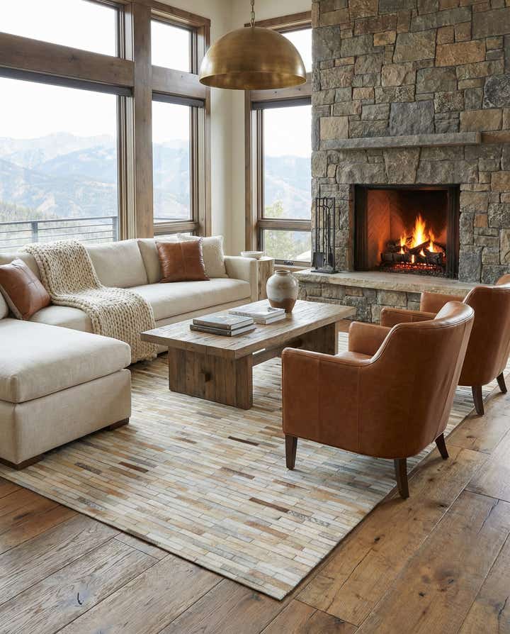 5' x 8' Cowhide Leather Rug