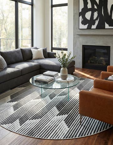 12' x 12' Easy-Clean Modern Indoor / Outdoor Round Rug