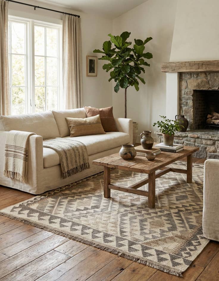 Detail image of 3' 9 x 5' 4  Hand Woven Kilim Maymana Wool Rug