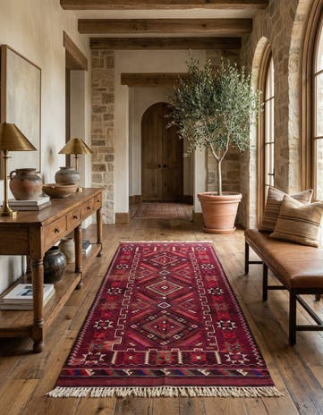 4' 10 x 10' 7 Hand Knotted Kilim Fars Persian Wool Runner Rug