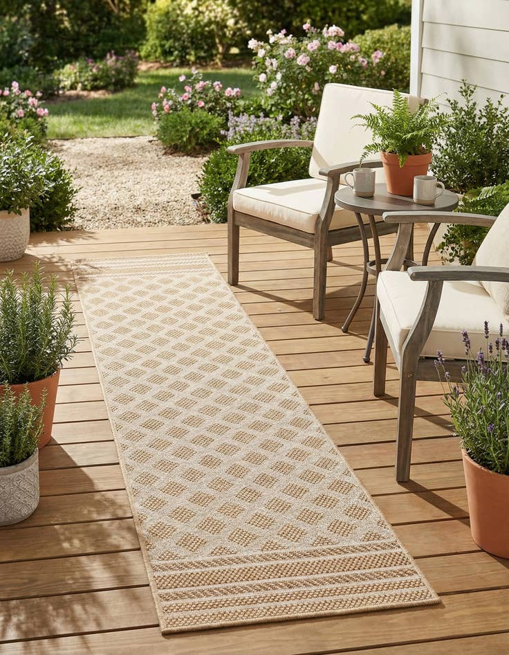 Detail image of 2' x 8' Easy-Clean Trellis Indoor / Outdoor Runner Rug