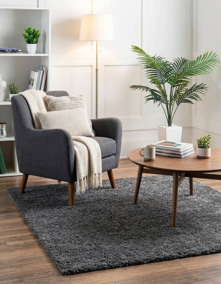 Detail image of  4' x 4' Soft Solid Shag Square Rug