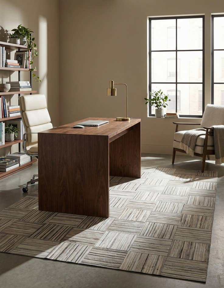 Detail image of 5' x 8' 3 Cowhide Stocks Rug