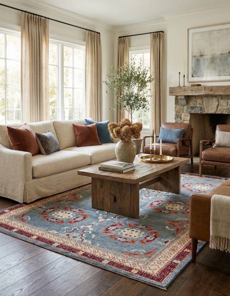 Detail image of 6' 6 x 10'  Hand Knotted Darya Wool Rug