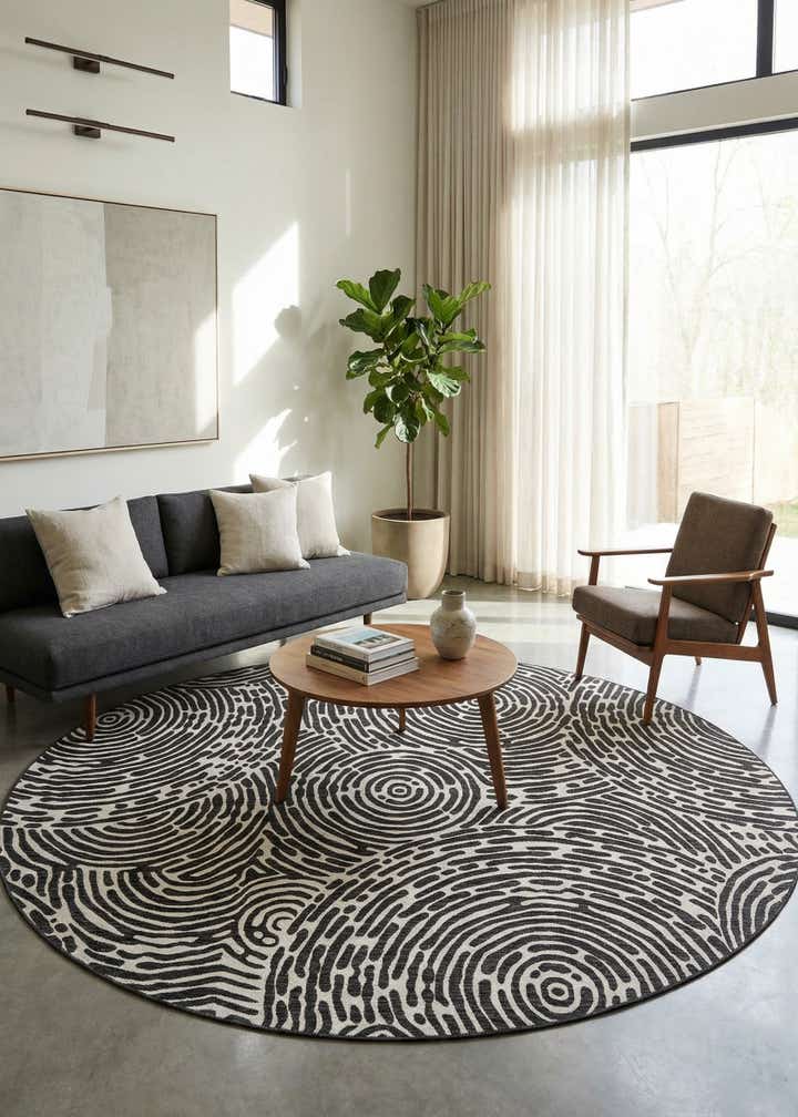 10' x 10' Easy-Clean Modern Indoor / Outdoor Round Rug