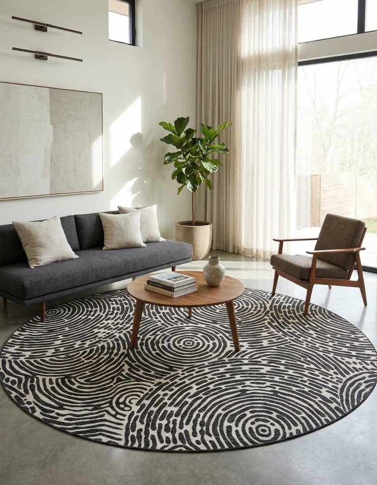 Detail image of 10' x 10' Easy-Clean Modern Indoor / Outdoor Round Rug