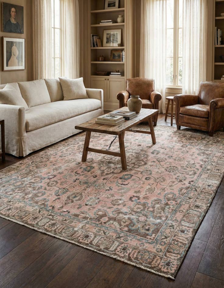 Detail image of 9' 3 x 11' 1  Hand Knotted Ultra Vintage Persian Wool Rug