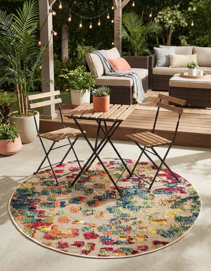 Detail image of 3' x 3'  Washable Casablanca Indoor / Outdoor Round Rug