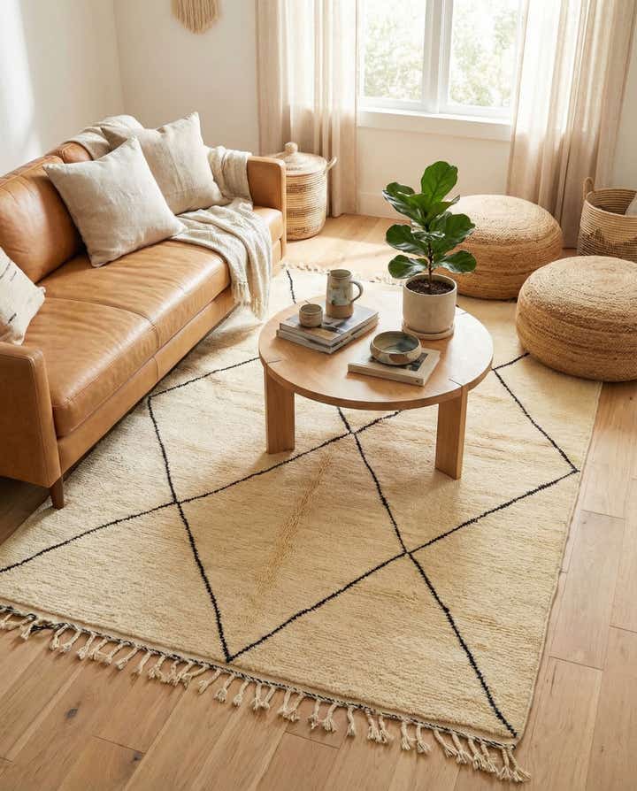 5' 3 x 7' 9 Hand Knotted Moroccan Wool Rug
