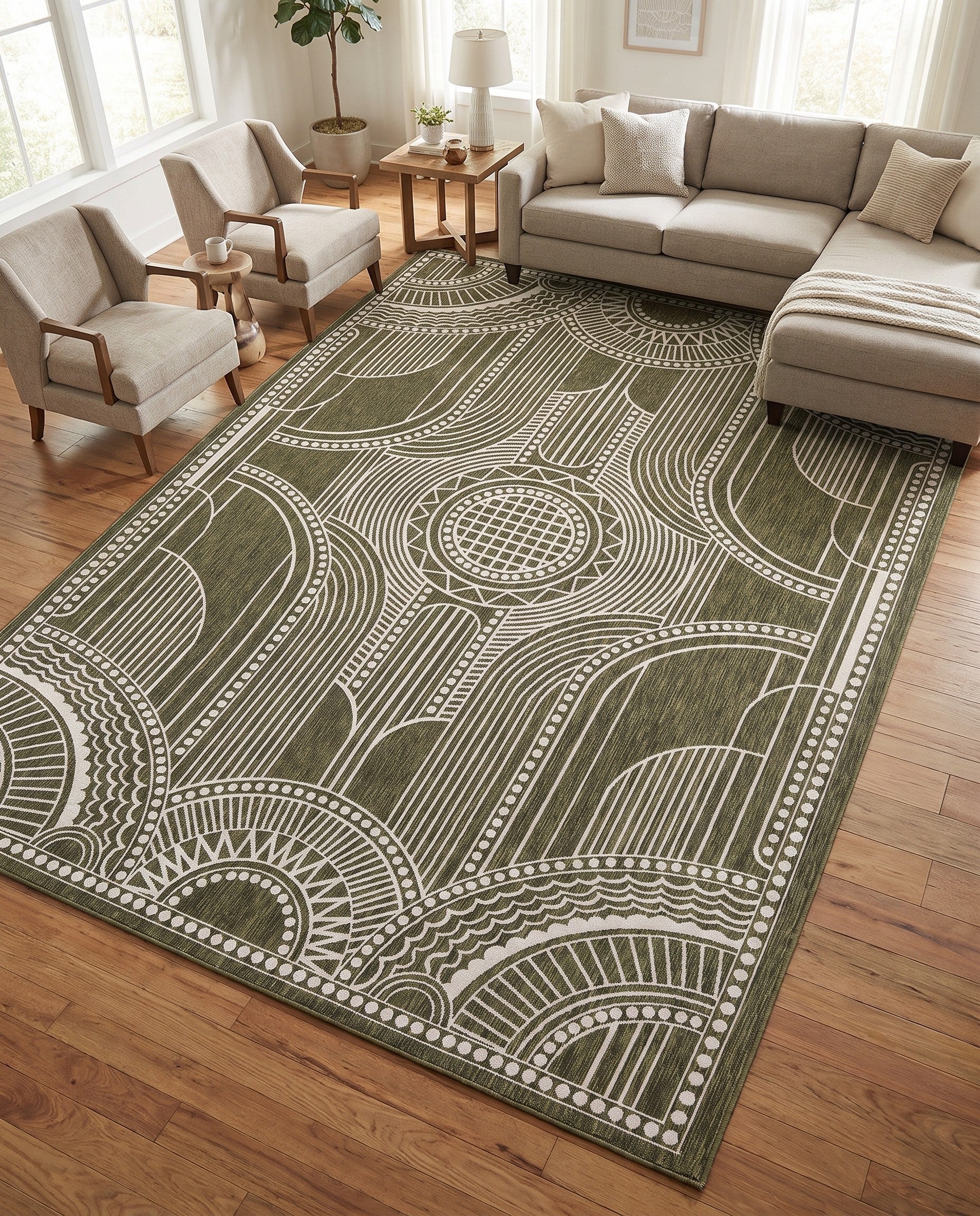 10' x 14' Easy-Clean Traditional Indoor / Outdoor Rug