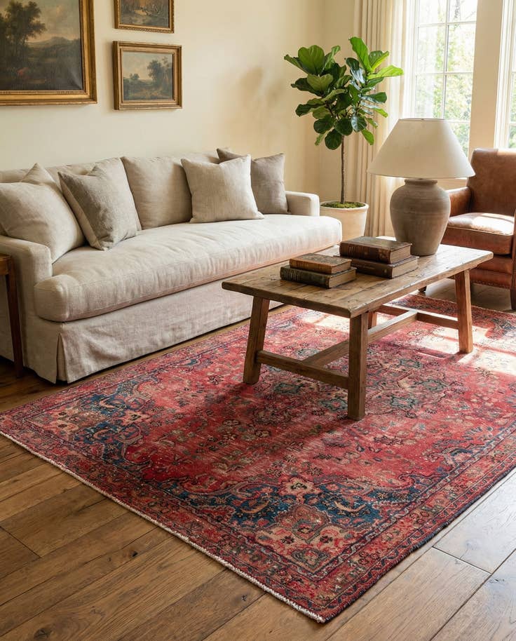 Detail image of 4' 10 x 7' 7 Hand Knotted Ultra Vintage Persian Wool Rug