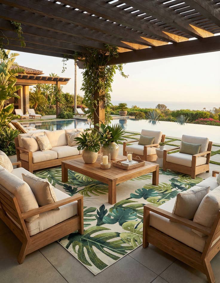 Detail image of 10' x 13'  Washable Botanical Indoor / Outdoor Rug