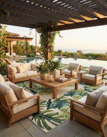 10' x 13' Easy-Clean Botanical Indoor / Outdoor Rug