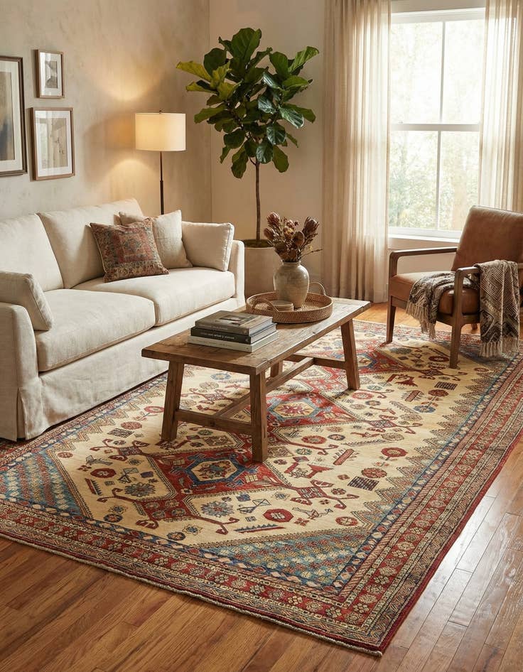 Detail image of  6' x 8' 3  Hand Knotted Kazak Rug