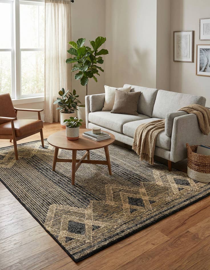 Detail image of 4' x 6'  Washable Modern Indoor / Outdoor Rug