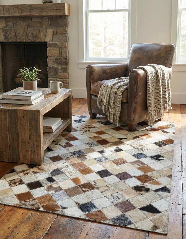 Detail image of  2' x 3' Cowhide Leather Rug