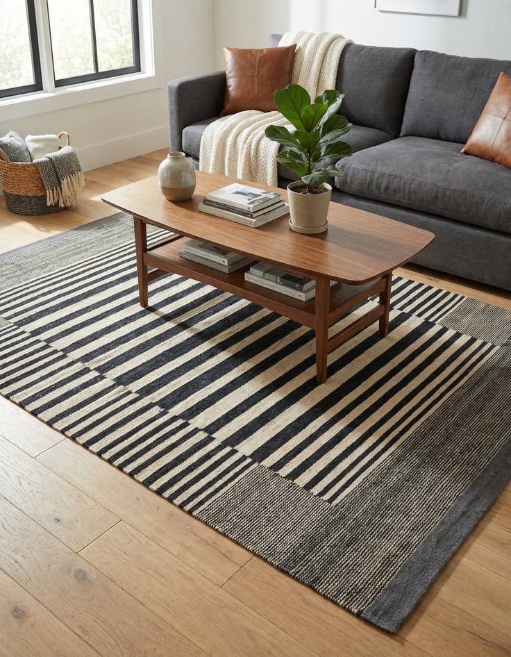 Detail image of 4' 8 x 6' 3  Hand Woven Kilim Modern Wool Rug