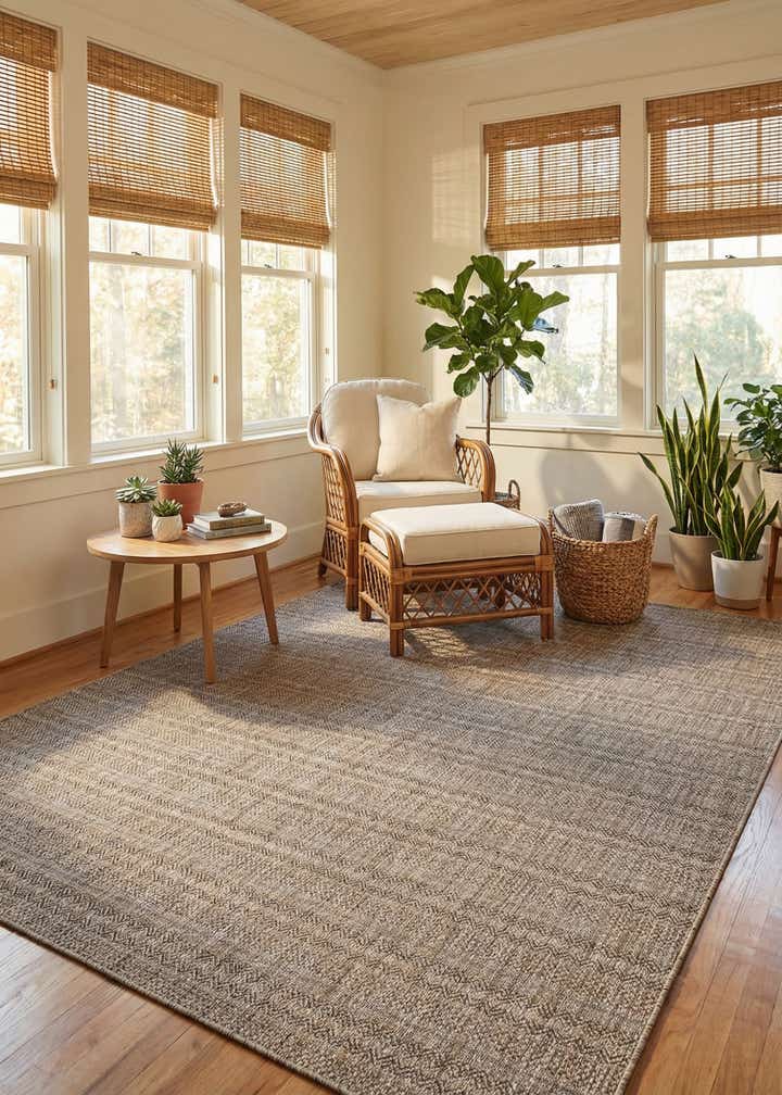 9' x 12' Easy-Clean Striped Indoor / Outdoor Rug