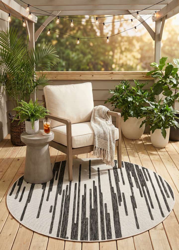 4' x 4' Easy-Clean Modern Indoor / Outdoor Round Rug