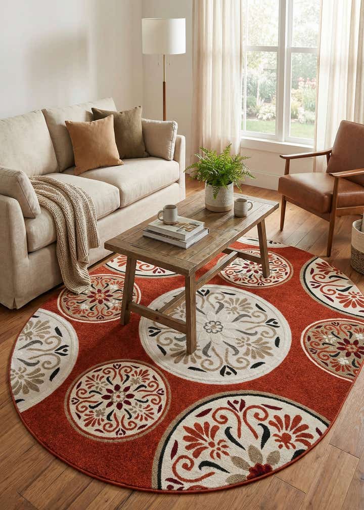 7' 10 x 10' Easy-Clean Modern Indoor / Outdoor Oval Rug