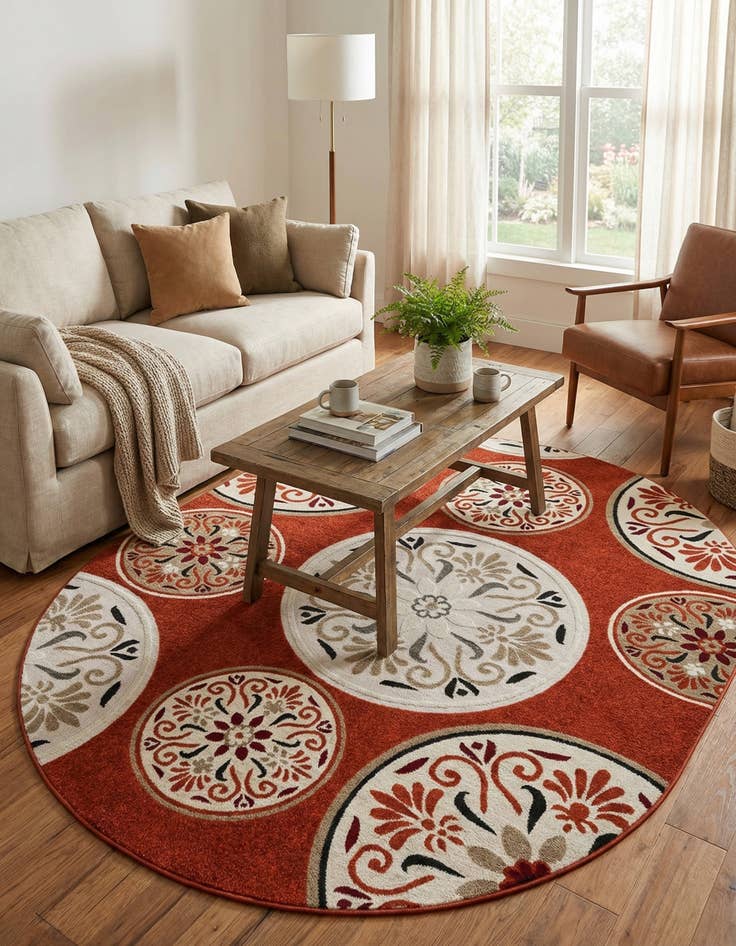 Detail image of 7' 10 x 10'  Washable Modern Indoor / Outdoor Oval Rug