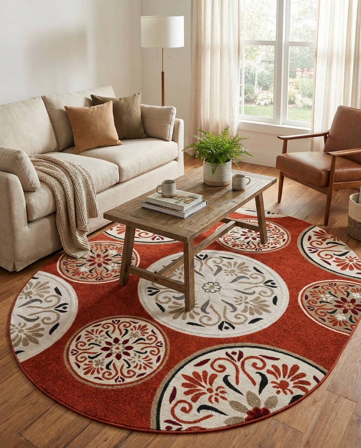 Detail image of 7' 10 x 10' Easy-Clean Modern Indoor / Outdoor Oval Rug