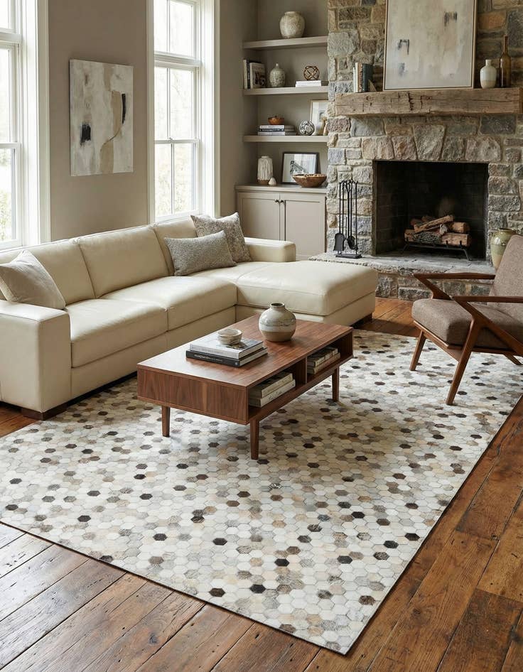 Detail image of 6' 7 x 10' 1 Cowhide Stocks Rug