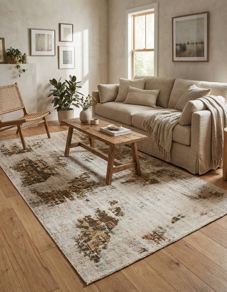 Detail image of 4' 9 x 8' 10  Hand Knotted Ultra Vintage Persian Wool Rug