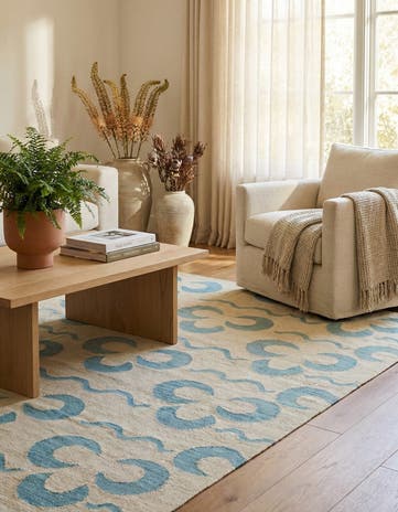 5' 2 x 6' 5 Hand Woven Kilim Modern Wool Rug