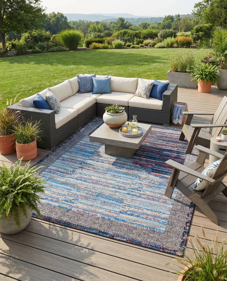 Detail image of 9' x 12' Easy-Clean Modern Indoor / Outdoor Rug