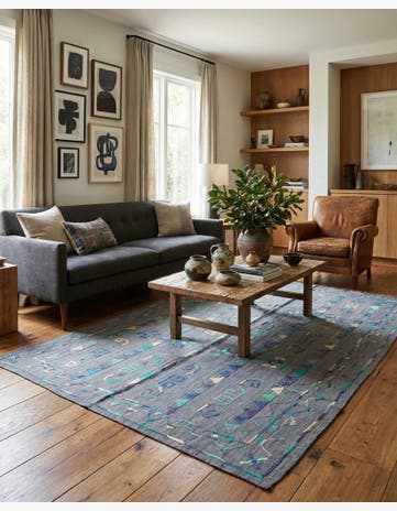 6' 5 x 8' 8 Hand Woven Kilim Suzani Wool Rug