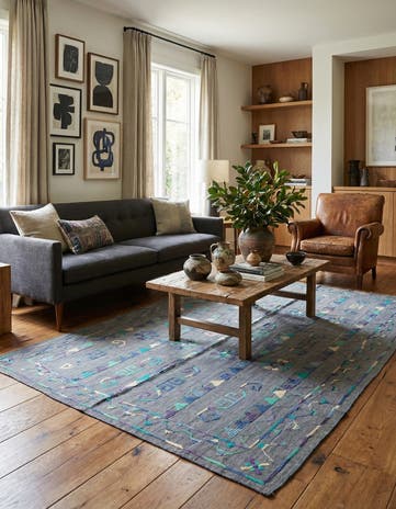 6' 5 x 8' 8 Hand Woven Kilim Suzani Wool Rug
