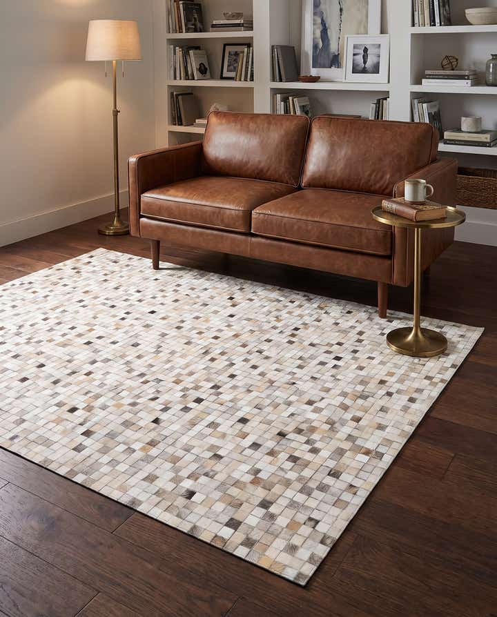 5' 1 x 8' Cowhide Leather Rug